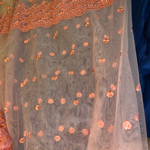 Lehenga gold and peach /pink intricately designed - Picture 7 of 11